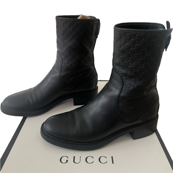 Gucci Leather Mid Calf Moto Boots - Full Inclusion - Picture 1 of 7